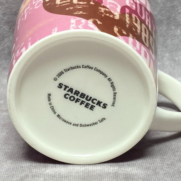 Starbucks 2006 Coffee Mug Pink Product Guatemala 1989-1999 Design Holds 16oz - Picture 5 of 10